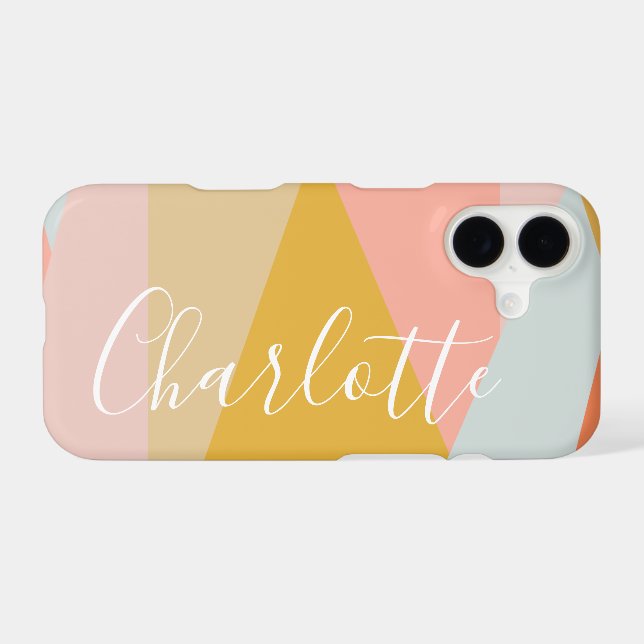 Modern Geometric Colour Block Personalised Coral (Back (Horizontal))