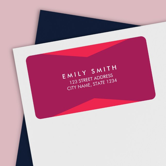 Modern Geometric Colour Block Purple & Pink Addres Label (Creator Uploaded)