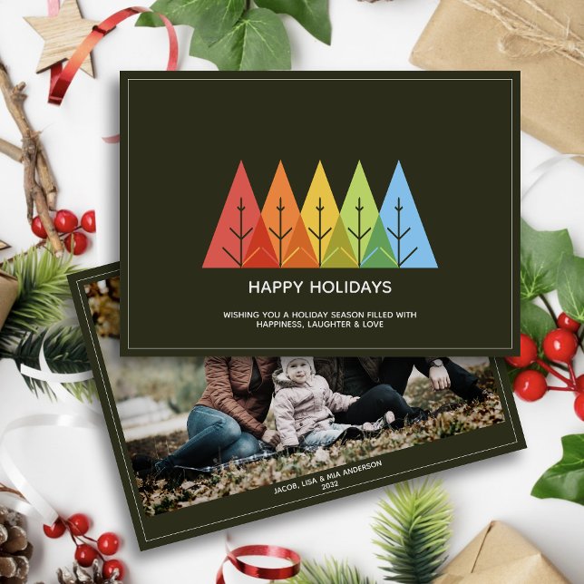 Modern Geometric Colour Overlapping Christmas Phot Holiday Card (Creator Uploaded)