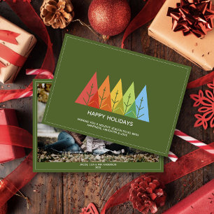 Modern Geometric Colour Overlapping Christmas Phot Holiday Card