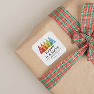 Modern Geometric Colour Overlapping Christmas Square Sticker