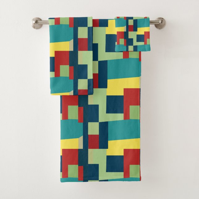 Modern Geometric Colourful Bath Towel Set (Insitu)