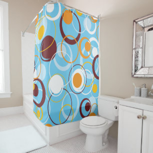 Modern Geometric Colourful Circles Shape Pattern Shower Curtain