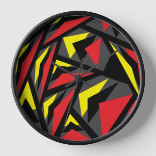 Modern Geometric Colourful Triangle Stripes Patter Clock
