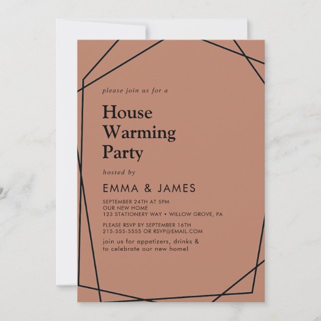 Modern Geometric | Copper Housewarming Party  Invitation (Front)