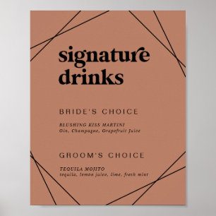 Modern Geometric   Copper Signature Drinks Sign