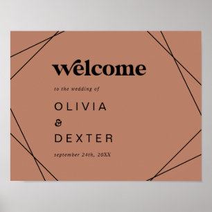 Modern Geometric   Copper Wedding Welcome Poster
