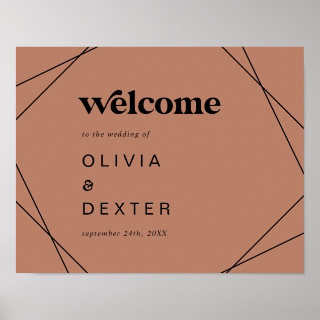 Modern Geometric | Copper Wedding Welcome Poster (Front)