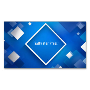 Modern Geometric Corporate Blue & Silver Magnetic Business Card