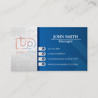 Modern Geometric Corporate Manager Custom Logo Business Card