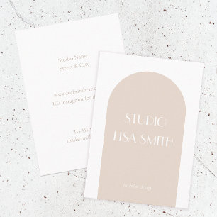 Modern Geometric Cream Blush  Interior Design Business Card