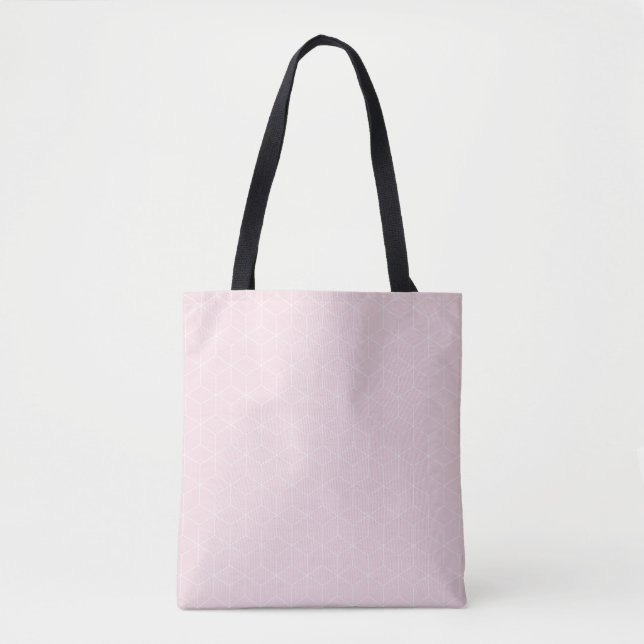 Modern Geometric Cubes Blush Pink Tote Bag (Front)