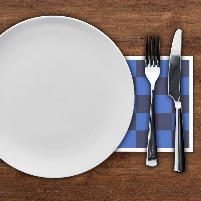 Modern Geometric Dark Blue Bold Checkers Napkins (Creator Uploaded)