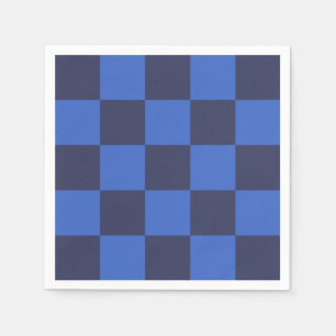 Modern Geometric Dark Blue Bold Checkers Napkins