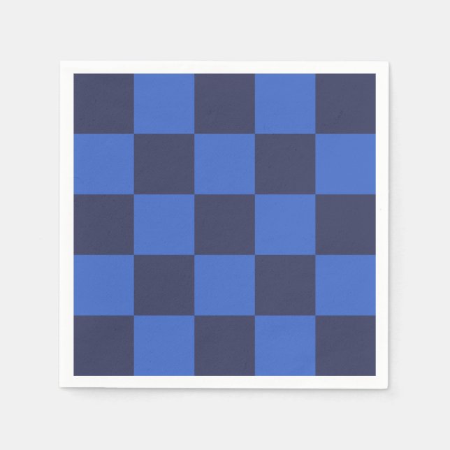 Modern Geometric Dark Blue Bold Checkers Napkins (Front)