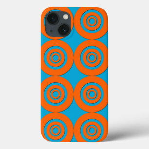 Modern Geometric Design Aqua and Orange iPhone 13 Case