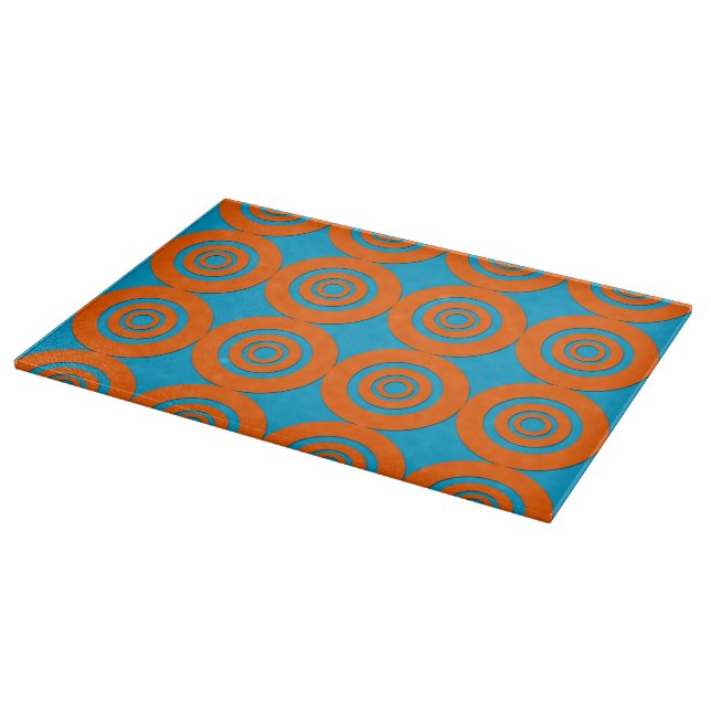 Modern Geometric Design Aqua and Orange Cutting Board (Corner)