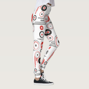 Modern Geometric Design - grey red black Leggings