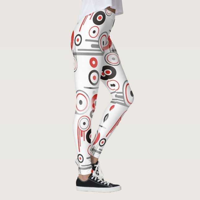 Modern Geometric Design - grey red black Leggings (Right)