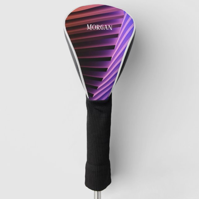 Modern Geometric Design, White Name Golf Head Cover (Front)