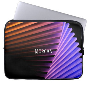 Modern Geometric Design, White Name Laptop Sleeve
