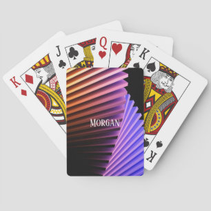 Modern Geometric Design, White Name Playing Cards