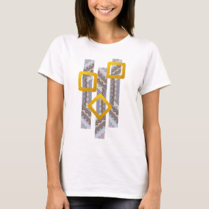 Modern geometric design with golden squares T-Shirt