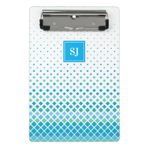 Modern Geometric Diamond Monogram Mini Clipboard