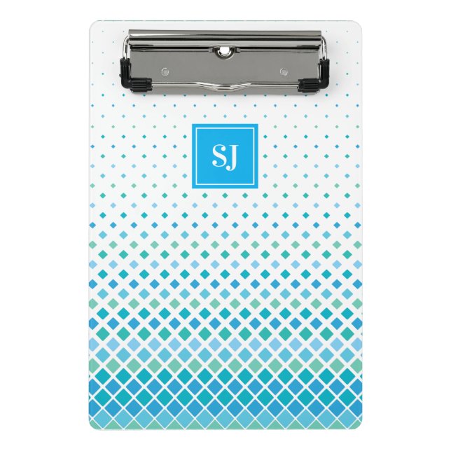 Modern Geometric Diamond Monogram Mini Clipboard (Front)