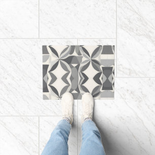 Modern Geometric Diamond Pattern in Grey and White Doormat