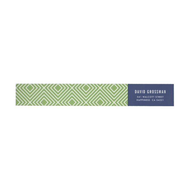 MODERN GEOMETRIC diamond pattern trendy navy green Wrap Around Label (Individual)