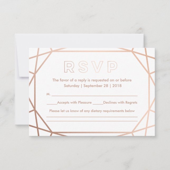 Modern Geometric Diamond Shaped Wedding RSVP (Front)