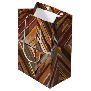 Modern Geometric Diamond Wood Background Pattern Medium Gift Bag