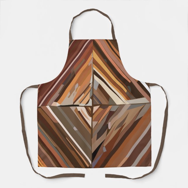 Modern Geometric Diamond Wood Pattern Apron (Front)