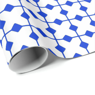 Modern Geometric, Diamonds - Cobalt blue and white Wrapping Paper
