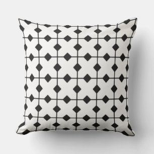 Modern Geometric, Diamonds - White and black Outdoor Cushion