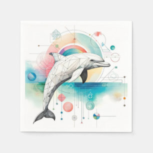 Modern Geometric Dolphin Napkins 