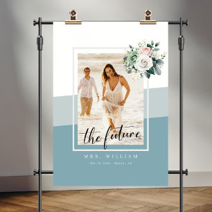 Modern Geometric Dusty Blue Bridal Shower Decor Tapestry