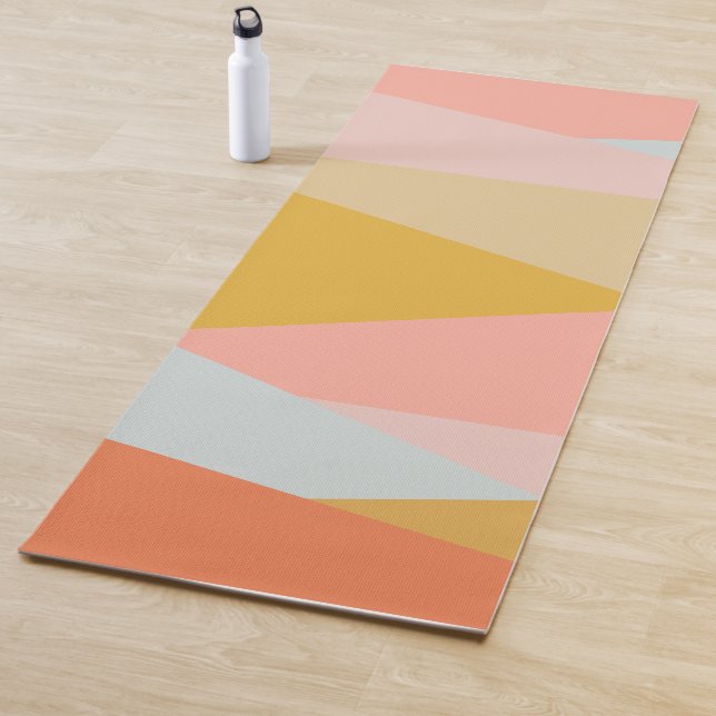 Modern Geometric Earth Tones Warm Muted Abstract Yoga Mat (In Situ)