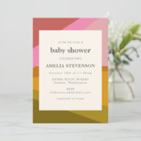 Modern Geometric Earthy Pink Green Red Baby Shower