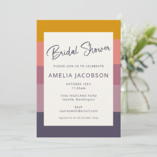 Modern Geometric Earthy Stripes Fall Bridal Shower Invitation