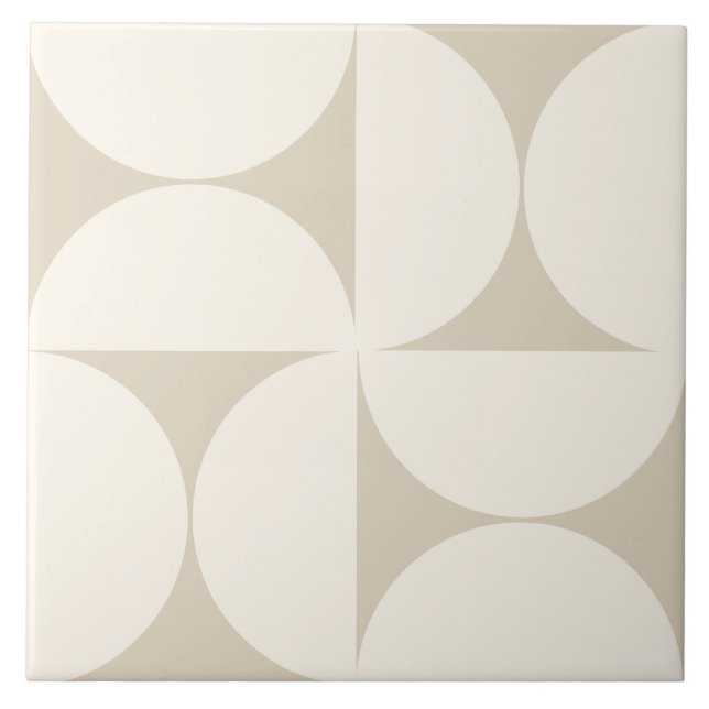  Modern Geometric Elegant Beige Semi circles Tile (Front)