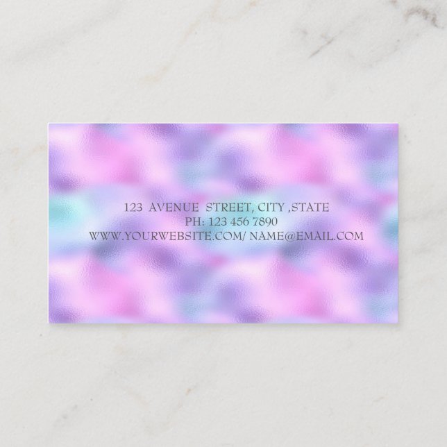Modern Geometric, Elegant,Black, Holographic Business Card (Back)