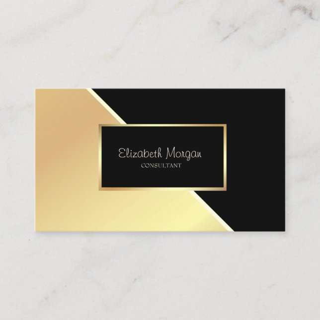 Modern Geometric, Elegant, Gold, Frame Business Card (Front)