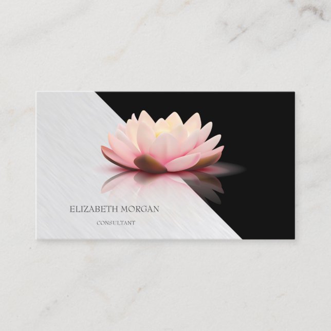 Modern Geometric, Elegant Lotus Business Card (Front)
