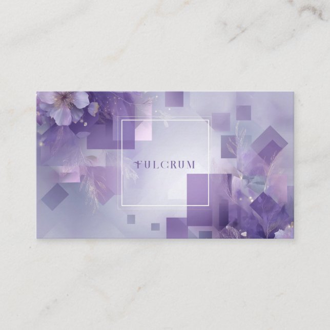 Modern Geometric Ethereal Floral Lavender Business Card (Front)