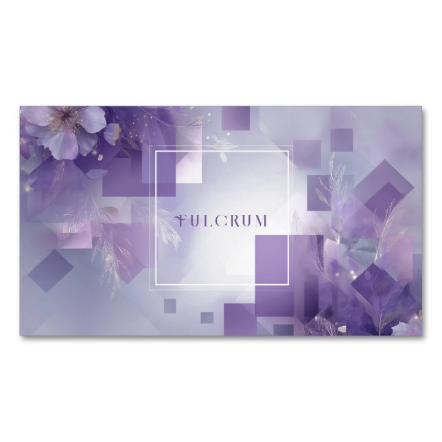 Modern Geometric Ethereal Floral Lavender Magnetic Business Card (Front)