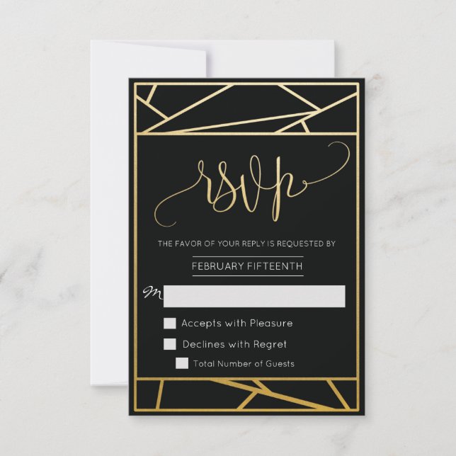 Modern Geometric Faux Gold RSVP (Front)