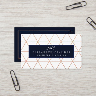 Modern Geometric Faux Rose Gold   Elegant bow Business Card