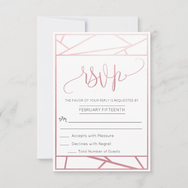 Modern Geometric Faux Rose Gold RSVP (Front)